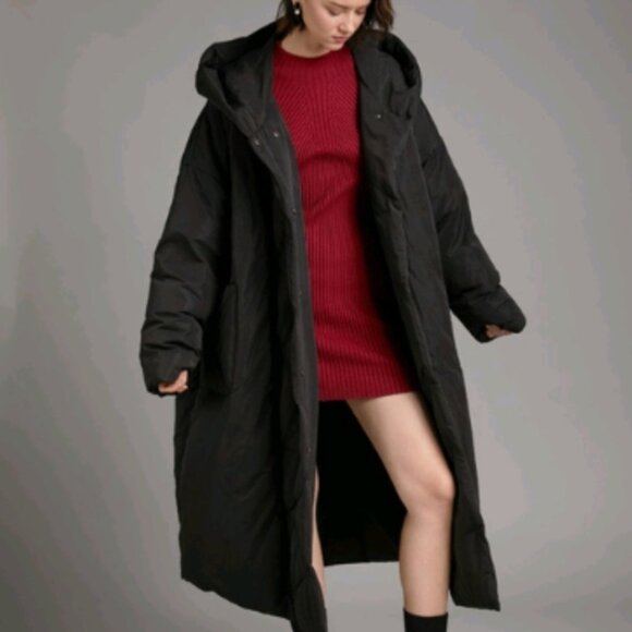 Lands End Down Parka Long Maxi Coat Plus Size 3X Black NEW Winter Commuter Hood - Picture 1 of 13